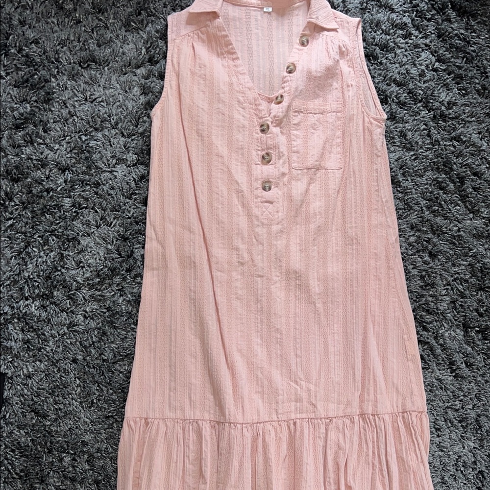 Girls' Pink Button-Front Sleeveless Dress
